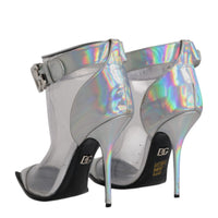 Dolce & Gabbana Silver Iridescent Pointed Short Boots Shoes