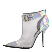 Dolce & Gabbana Silver Iridescent Pointed Short Boots Shoes