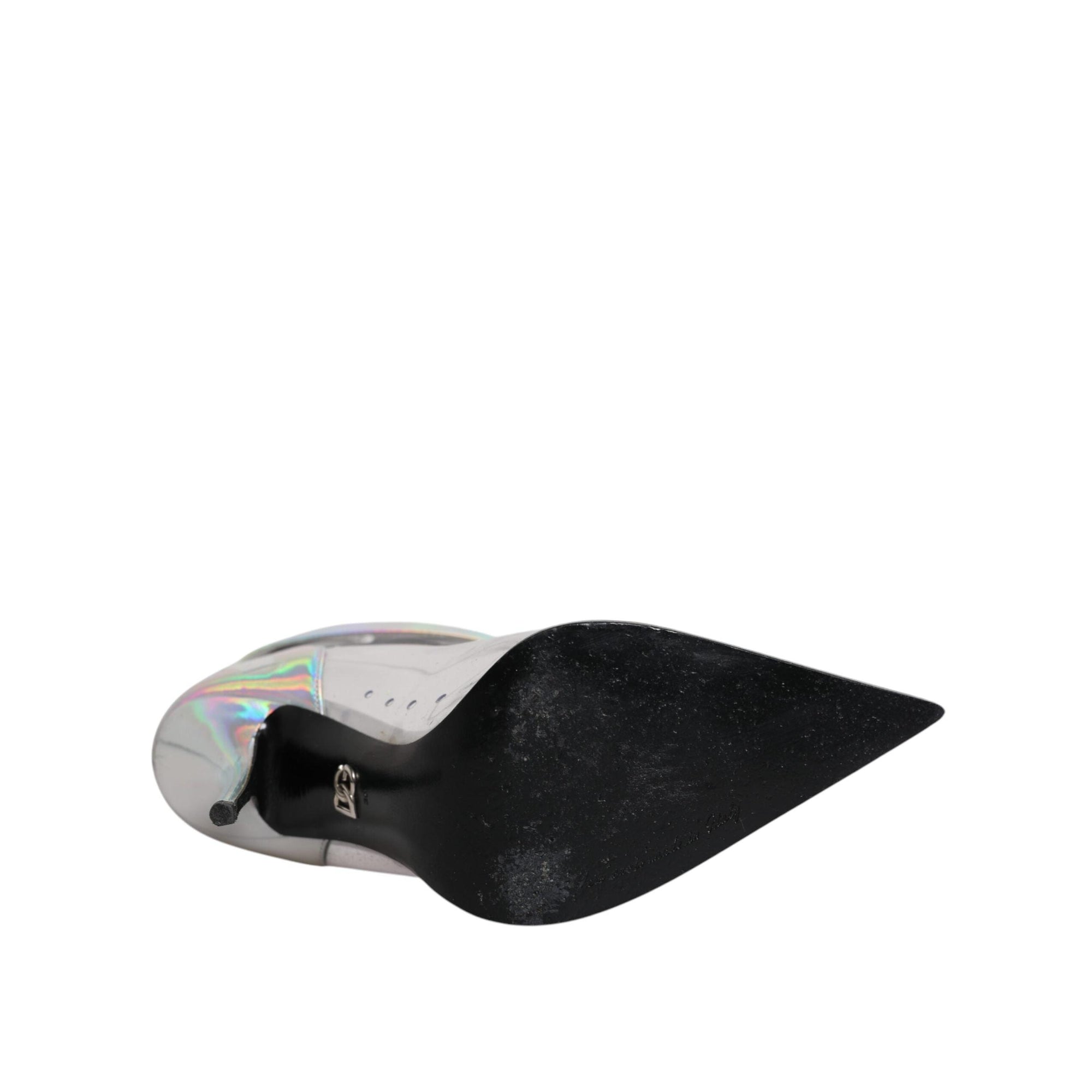 Dolce &amp; Gabbana Silver Iridescent Pointed Short Boots Shoes