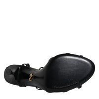 Dolce & Gabbana Black Leather High Heels Keira Sandals Shoes