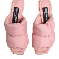 Dolce & Gabbana Pink Quilted DG Heel Slide Sandals Shoes