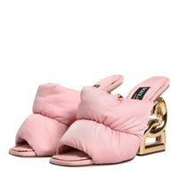 Dolce & Gabbana Pink Quilted DG Heel Slide Sandals Shoes