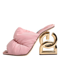 Dolce & Gabbana Pink Quilted DG Heel Slide Sandals Shoes