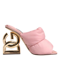 Dolce & Gabbana Pink Quilted DG Heel Slide Sandals Shoes