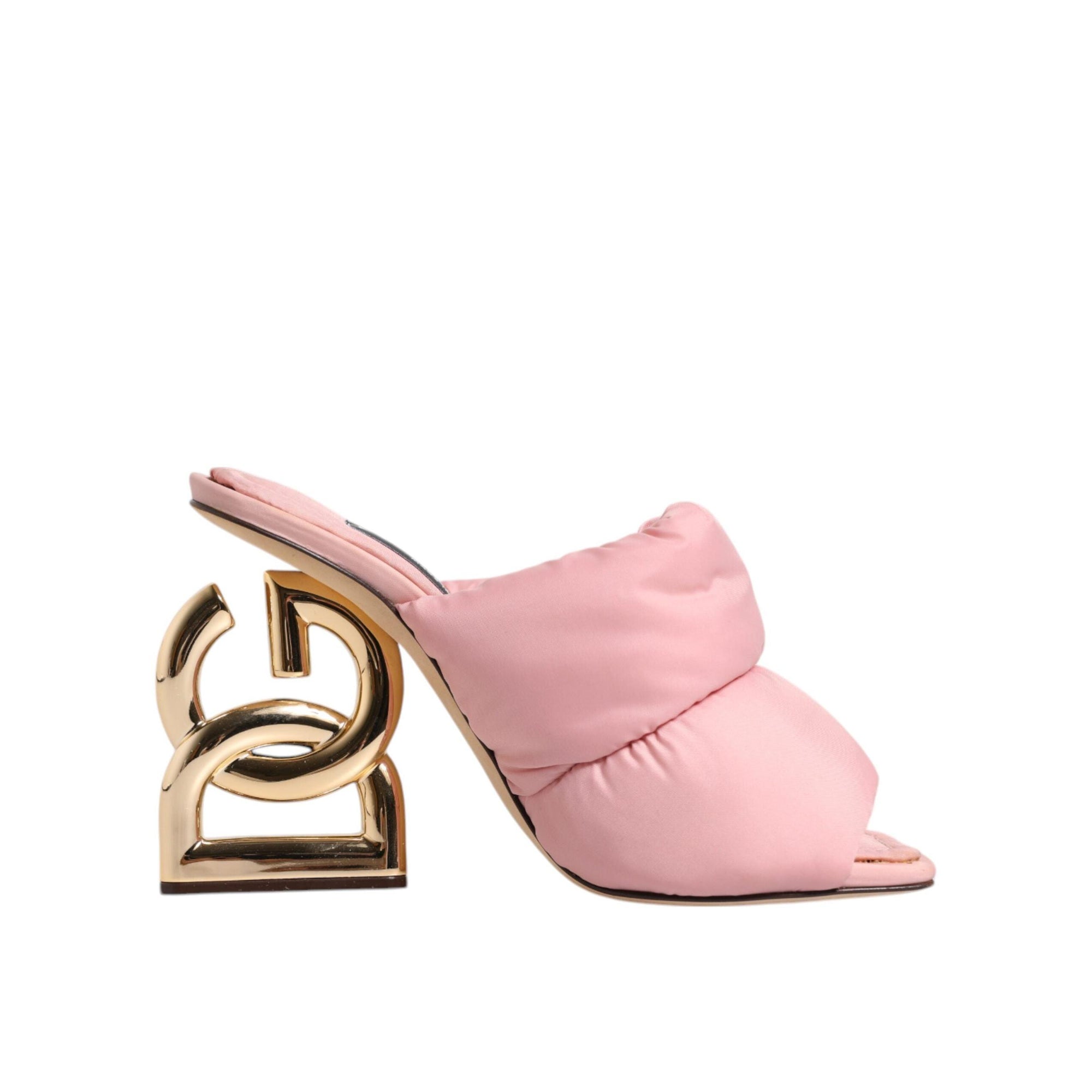Dolce &amp; Gabbana Pink Quilted DG Heel Slide Sandals Shoes