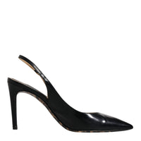 Dolce & Gabbana Black Leather High Heels Slingbacks Shoes