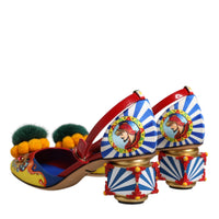 Dolce & Gabbana Multicolor Carretto Crystal Fur Sandals Shoes