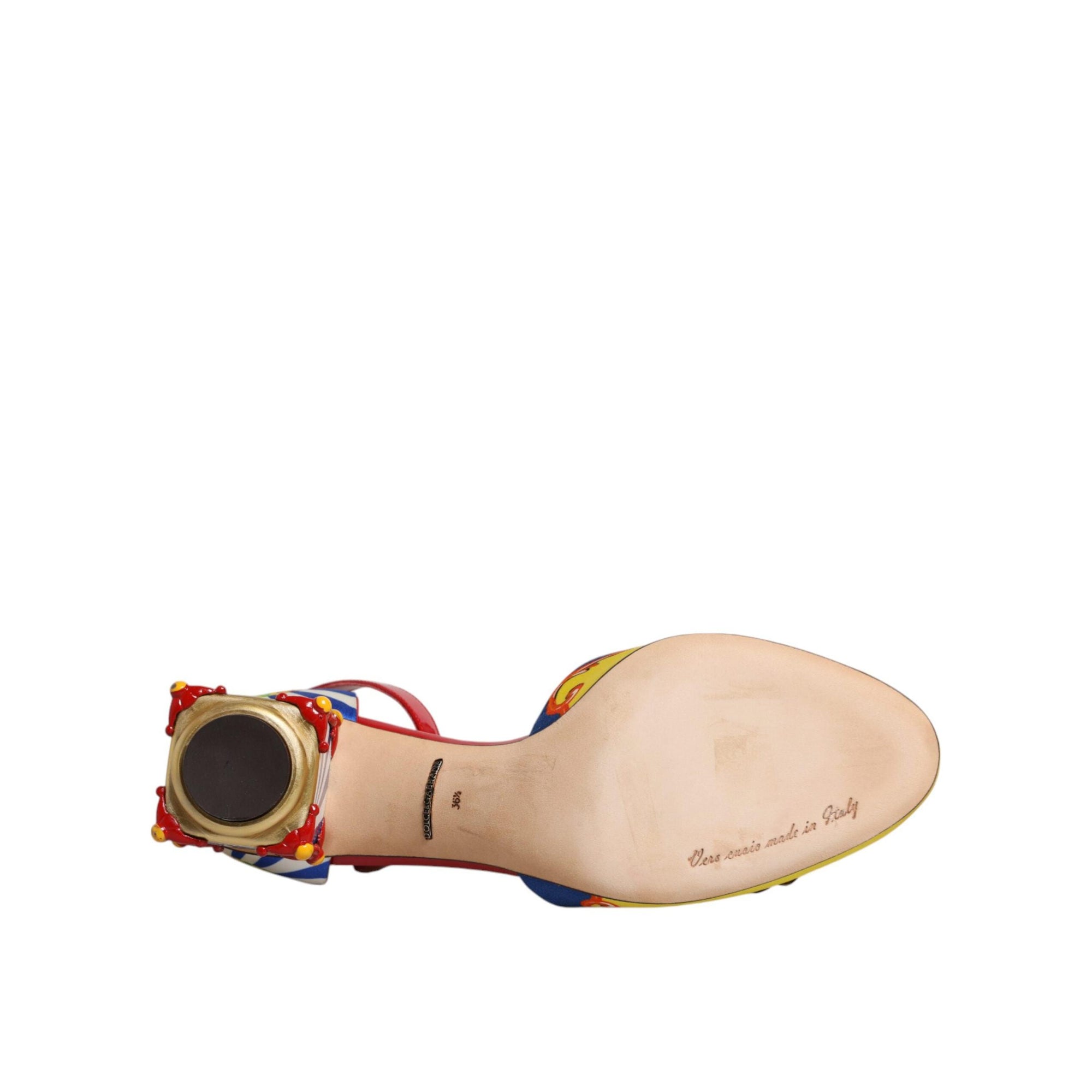 Dolce &amp; Gabbana Multicolor Carretto Crystal Fur Sandals Shoes