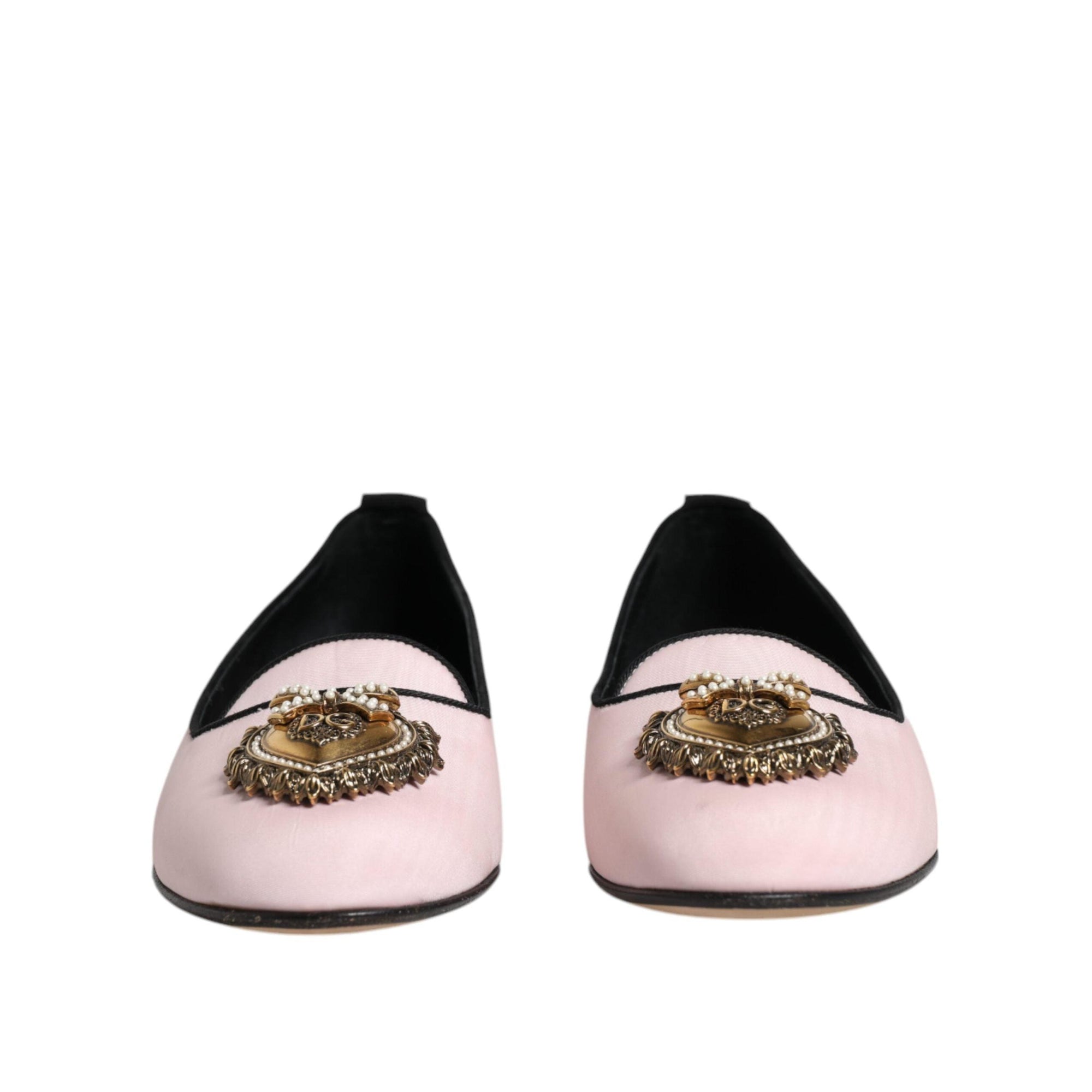 Dolce &amp; Gabbana Light Pink Velvet Slip On Loafers Flats Shoes