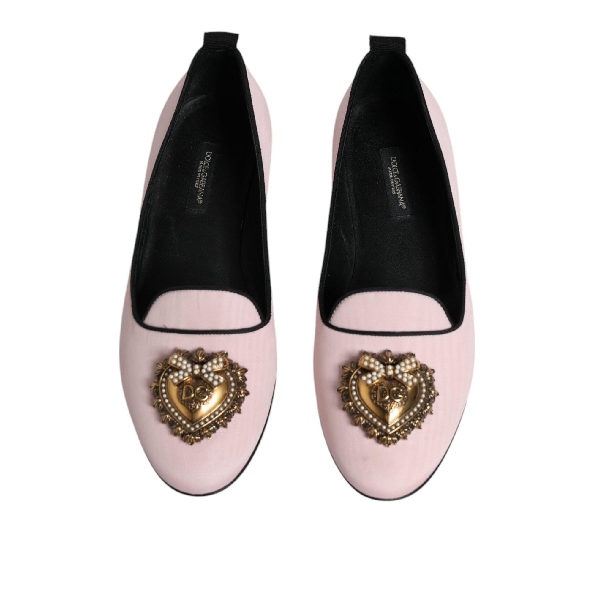 Dolce &amp; Gabbana Light Pink Velvet Slip On Loafers Flats Shoes