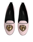 Dolce & Gabbana Light Pink Velvet Slip On Loafers Flats Shoes