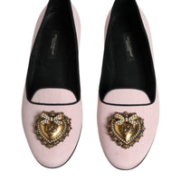 Dolce & Gabbana Light Pink Velvet Slip On Loafers Flats Shoes