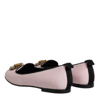 Dolce & Gabbana Light Pink Velvet Slip On Loafers Flats Shoes