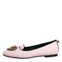 Dolce & Gabbana Light Pink Velvet Slip On Loafers Flats Shoes