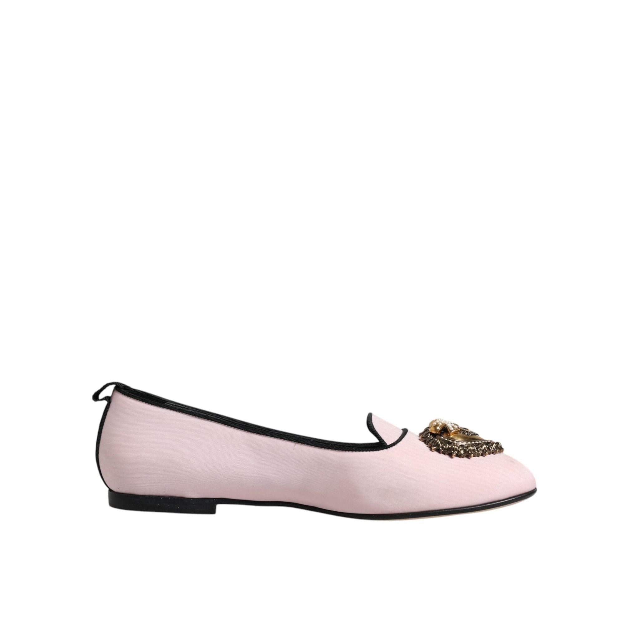 Dolce &amp; Gabbana Light Pink Velvet Slip On Loafers Flats Shoes