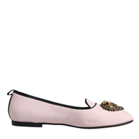 Dolce & Gabbana Light Pink Velvet Slip On Loafers Flats Shoes