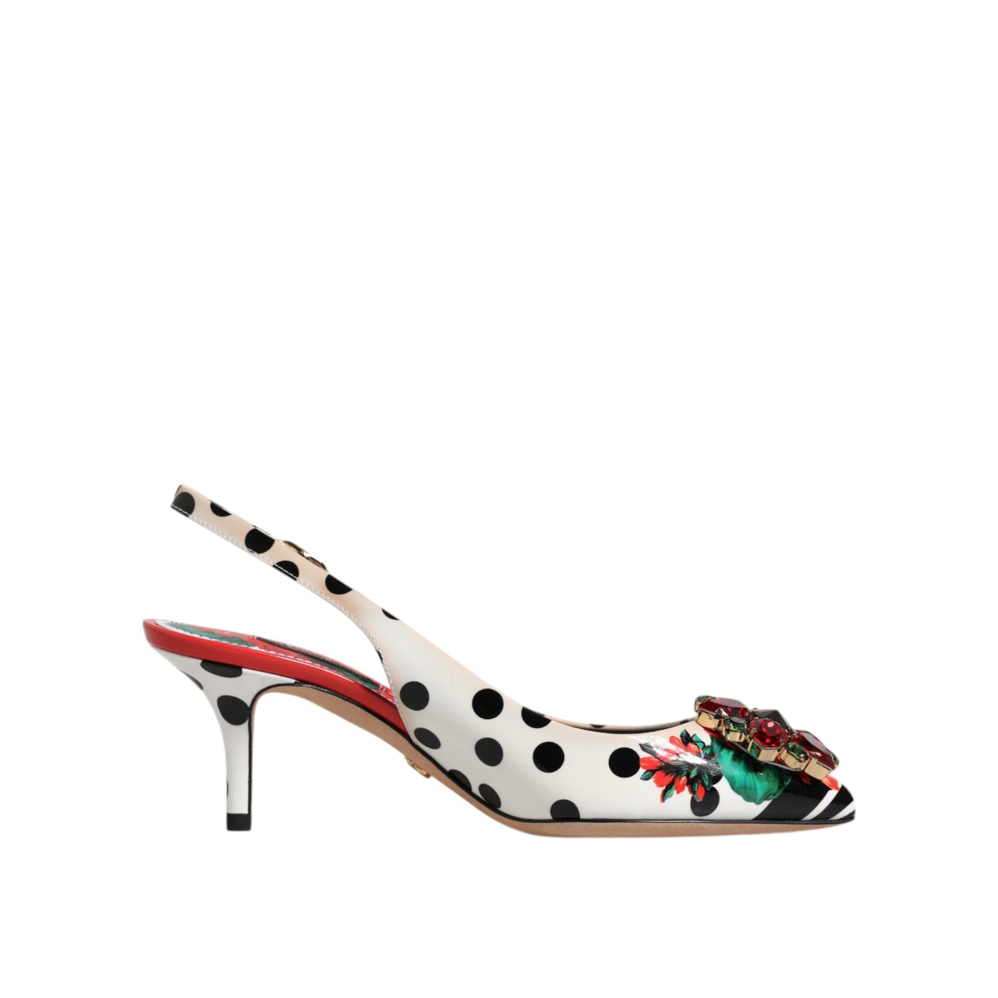 Dolce &amp; Gabbana Multicolor Leather Crystal Heels Slingback Shoes