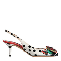 Dolce & Gabbana Multicolor Leather Crystal Heels Slingback Shoes