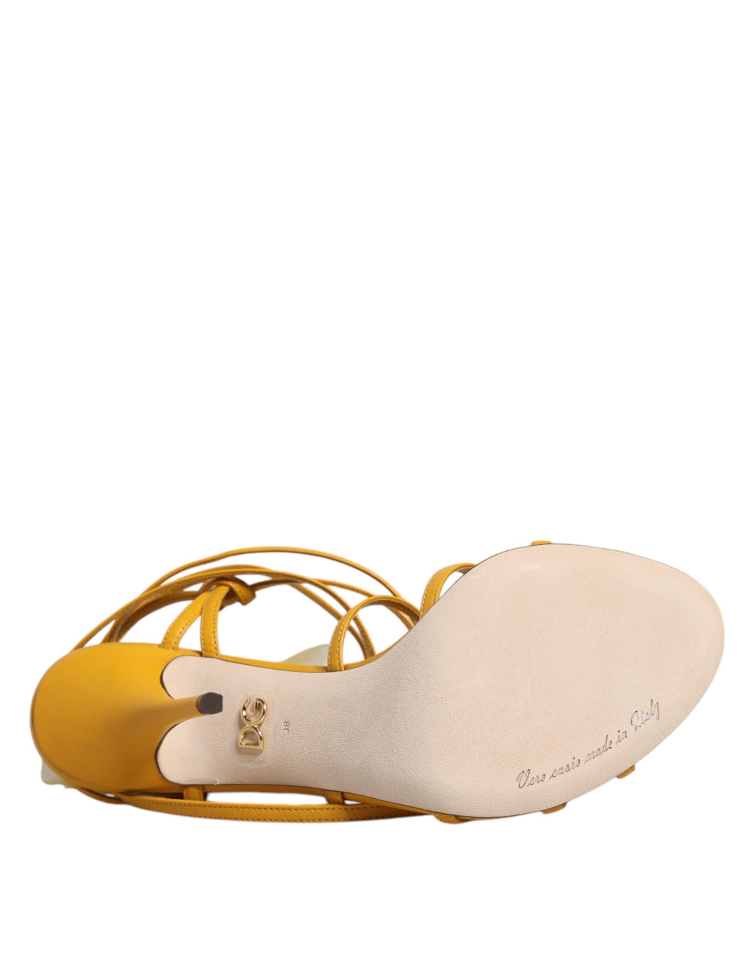 Dolce & Gabbana Yellow Flower Applique Keira Sandals Shoes