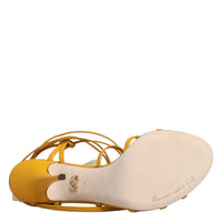 Dolce & Gabbana Yellow Flower Applique Keira Sandals Shoes