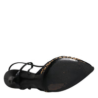 Dolce & Gabbana Black Brown Lace High Heels Slingback Shoes