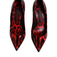 Dolce & Gabbana Red Leopard Leather Stiletto High Heels Pumps Shoes