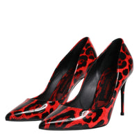 Dolce & Gabbana Red Leopard Leather Stiletto High Heels Pumps Shoes