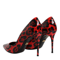 Dolce & Gabbana Red Leopard Leather Stiletto High Heels Pumps Shoes