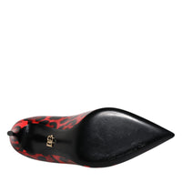 Dolce & Gabbana Red Leopard Leather Stiletto High Heels Pumps Shoes