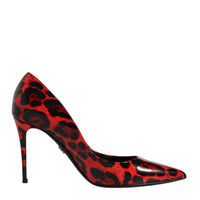 Dolce & Gabbana Red Leopard Leather Stiletto High Heels Pumps Shoes