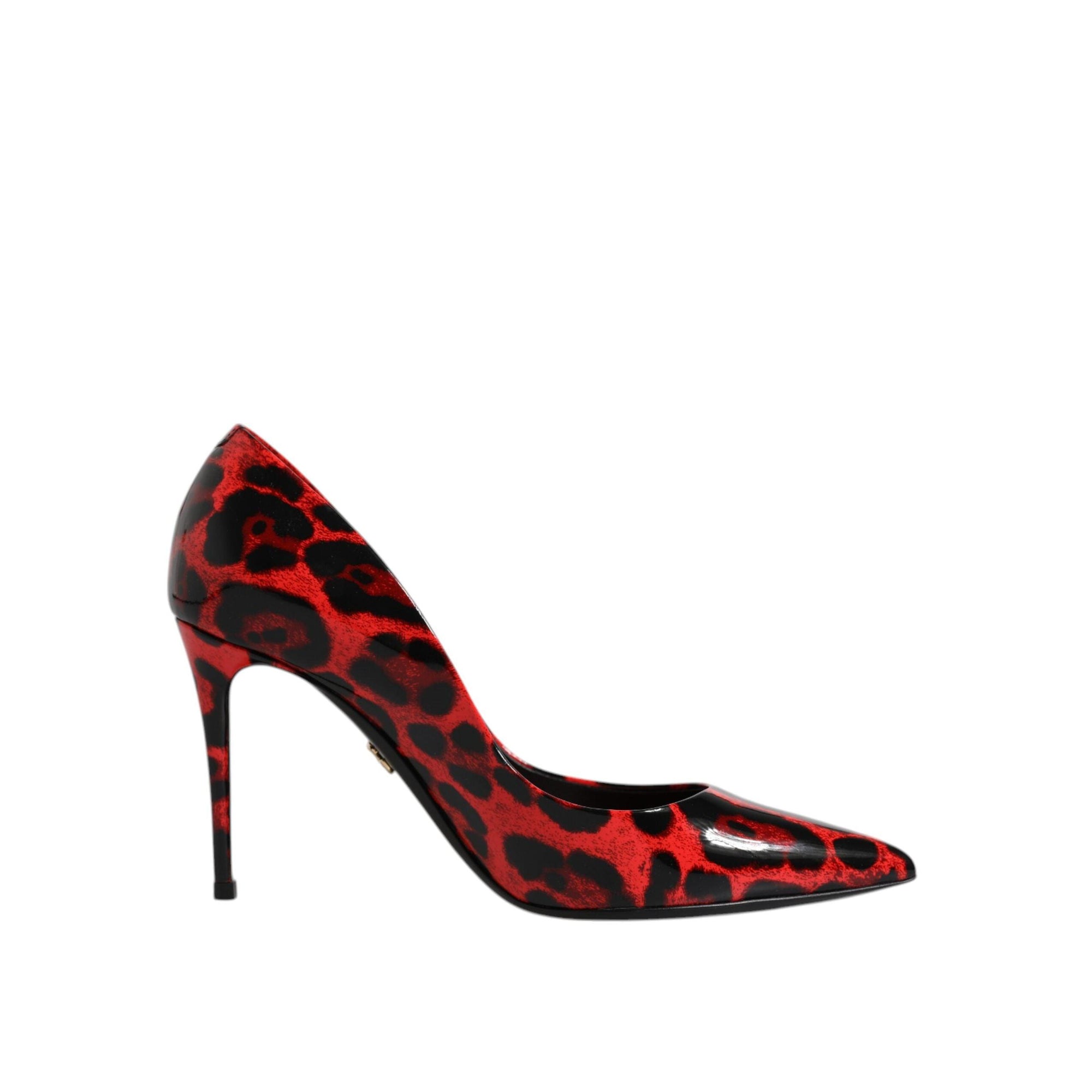 Dolce &amp; Gabbana Red Leopard Leather Stiletto High Heels Pumps Shoes