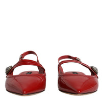 Dolce & Gabbana Red Leather Slingback Flats Sandals Shoes