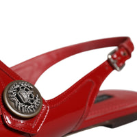 Dolce & Gabbana Red Leather Slingback Flats Sandals Shoes