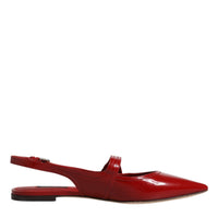 Dolce & Gabbana Red Leather Slingback Flats Sandals Shoes