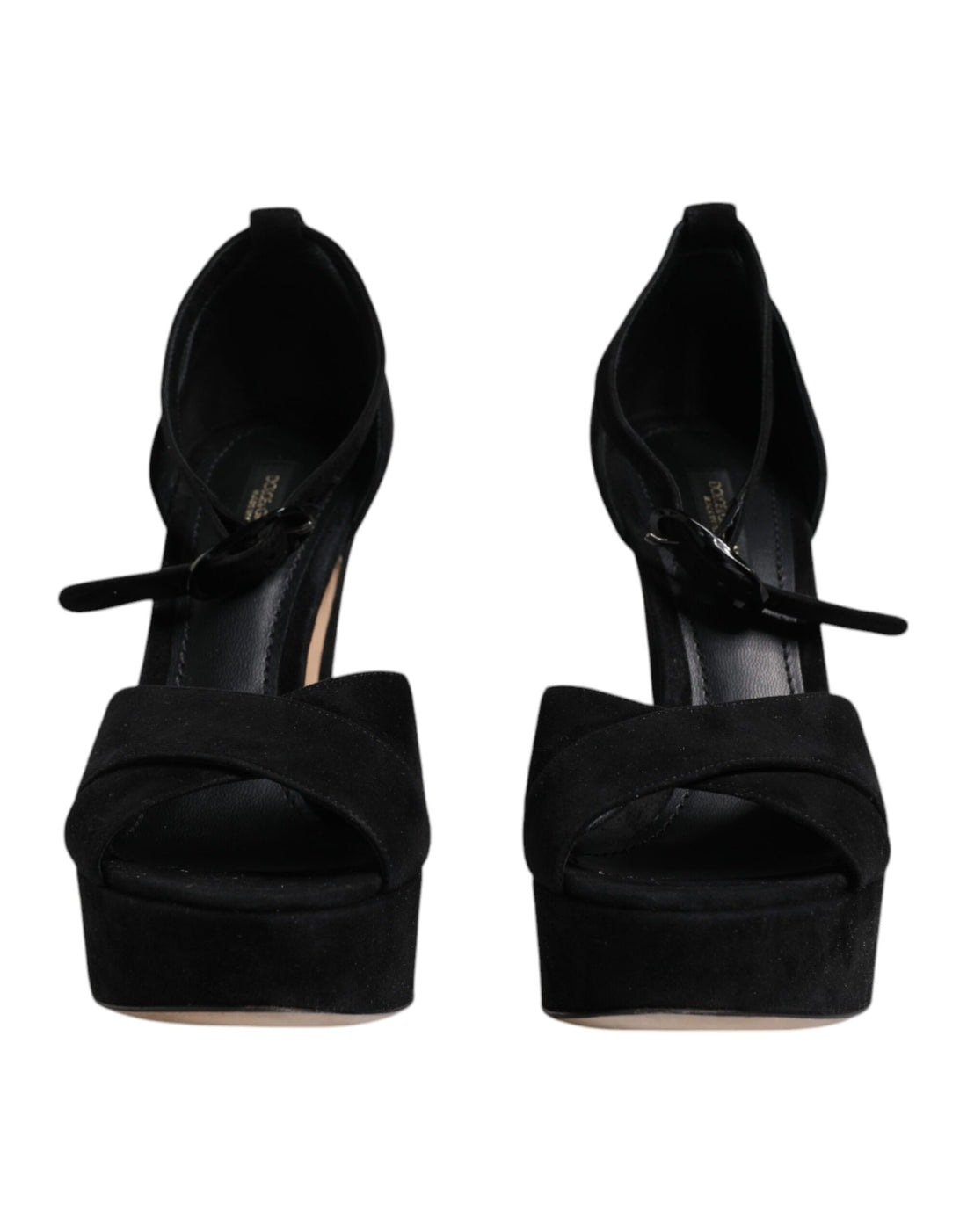 Dolce & Gabbana Black Leather Platform Heels Sandals Shoes