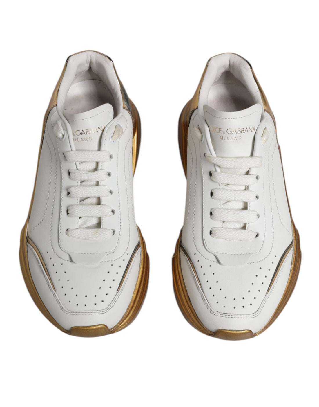 Dolce & Gabbana White Gold Daymaster Low Top Sneakers Shoes