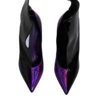 Dolce & Gabbana Purple Black Pointed Ankle Boots Shoes