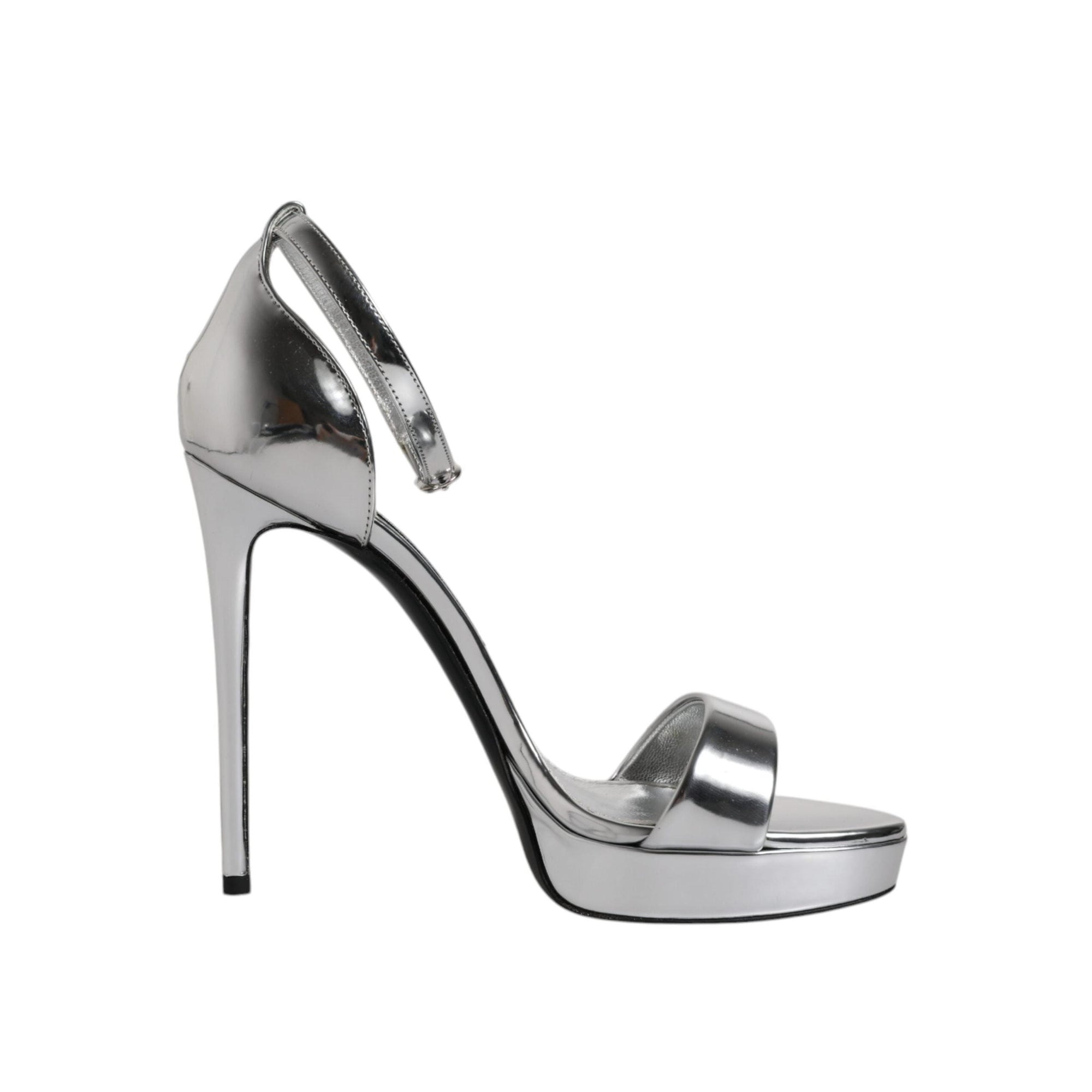 Dolce &amp; Gabbana Silver KEIRA Heels Ankle Strap Sandals Shoes