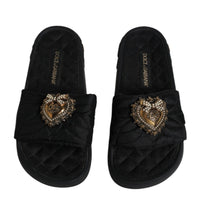 Dolce & Gabbana Black Devotion Beachwear Sandals Shoes