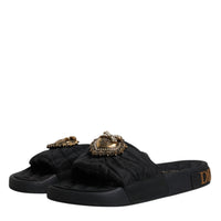 Dolce & Gabbana Black Devotion Beachwear Sandals Shoes