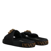 Dolce & Gabbana Black Devotion Beachwear Sandals Shoes