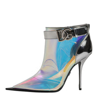 Dolce & Gabbana Shoes Silver Iridescent Pointed Short Boots