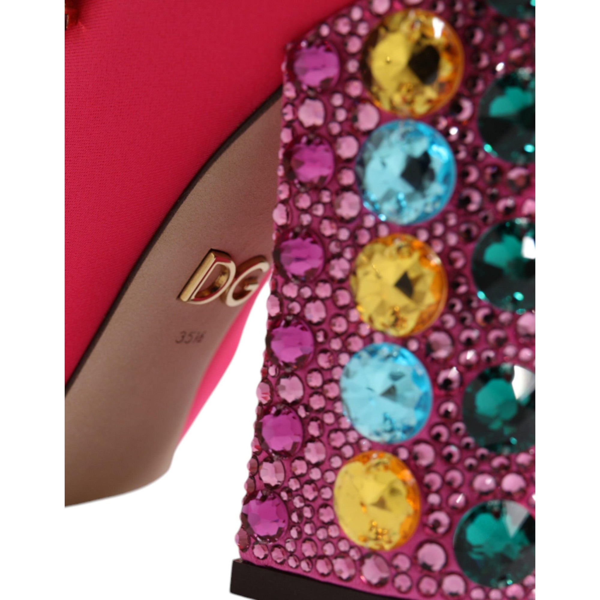 Dolce &amp; Gabbana Pink Nylon Crystal Vally High Boots Shoes