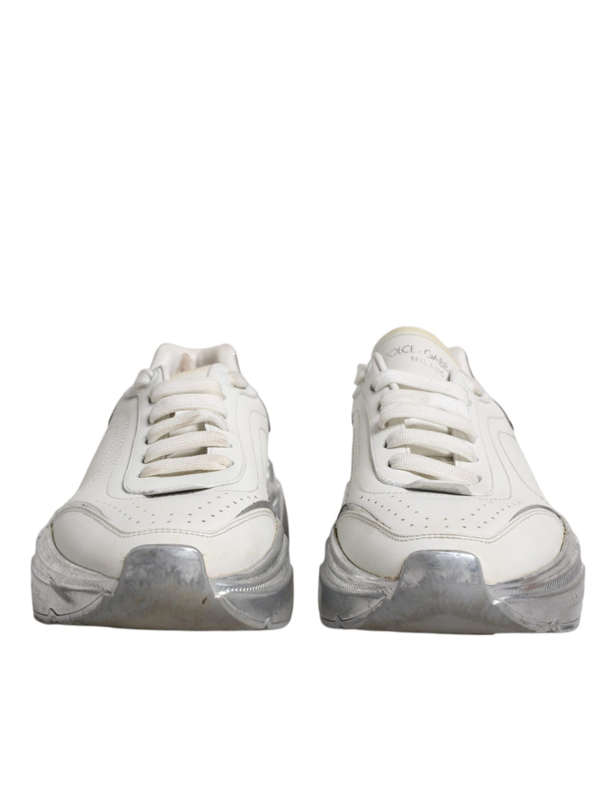 Dolce & Gabbana White Silver Daymaster Low Top Sneakers Shoes