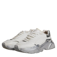 Dolce & Gabbana White Silver Daymaster Low Top Sneakers Shoes