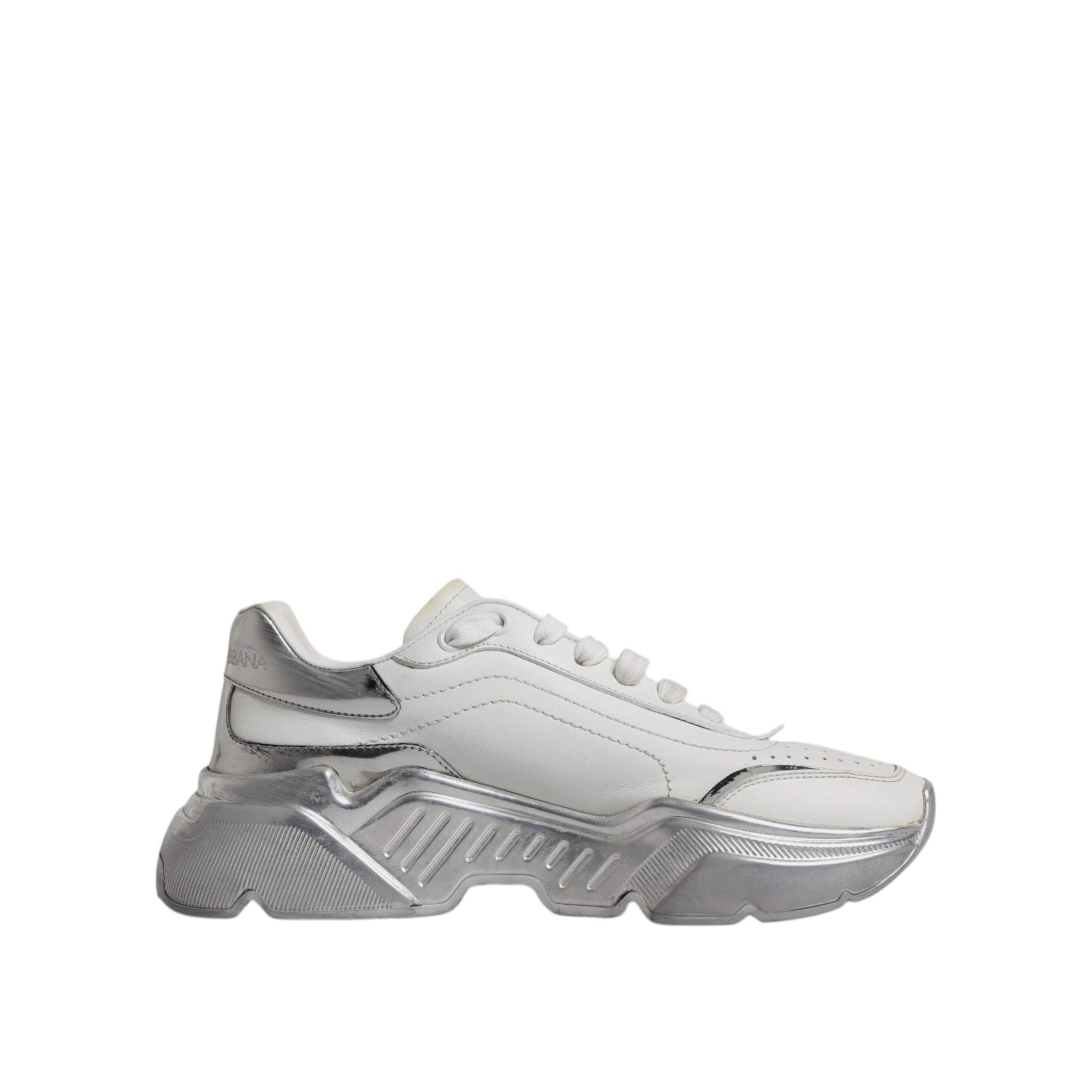 Dolce &amp; Gabbana White Silver Daymaster Low Top Sneakers Shoes