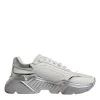 Dolce & Gabbana White Silver Daymaster Low Top Sneakers Shoes