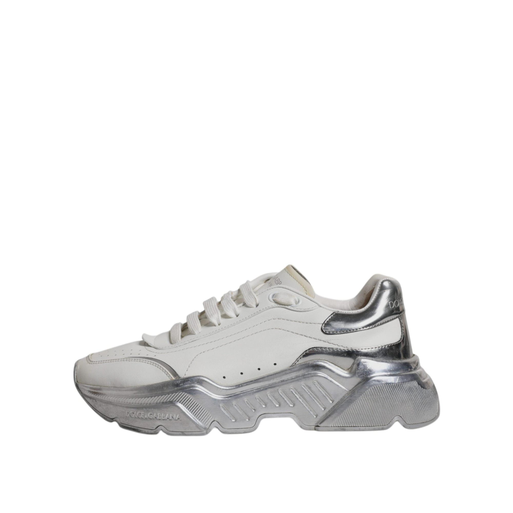 Dolce &amp; Gabbana White Silver Daymaster Low Top Sneakers Shoes