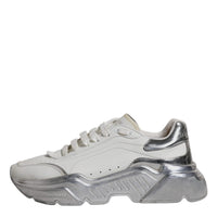 Dolce & Gabbana White Silver Daymaster Low Top Sneakers Shoes