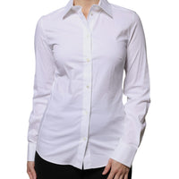 Dolce & Gabbana White Cotton Collared Long Sleeves Shirt Top